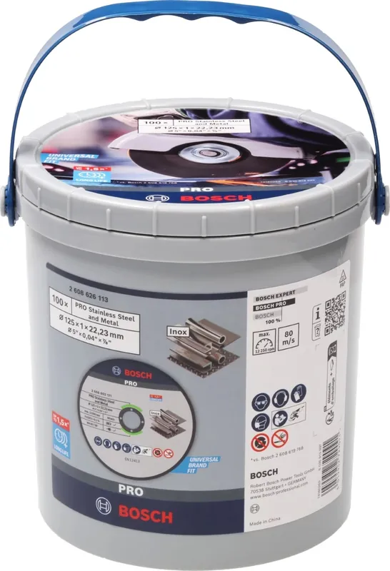Bosch Bleu Accessoires 2608626113 WA 60 T BF Pro Disque à tronçonner INOX et métal 125 x 1,0 mm 100 dans le godet