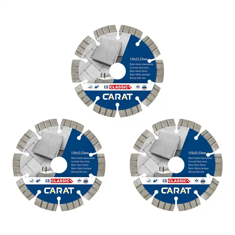 Carat CSC1253A25 3-Pack Scie Diamantée Béton CS Classic 125 x 22.23