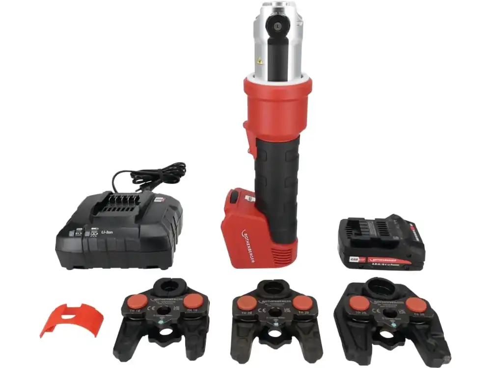 Rothenberger 1000005048 ROMAX NANO Ensemble de machines de pressage hybrides comprenant des mâchoires de pressage iJAW TH, 16-20-26mm, 2Ah, CAS