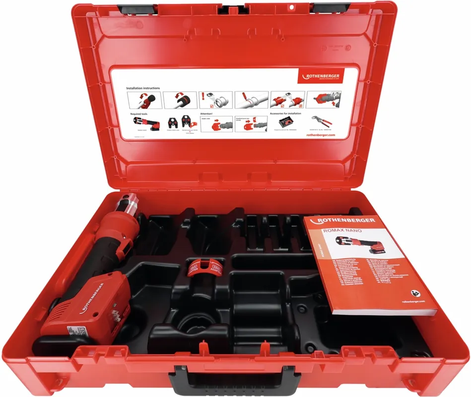 Rothenberger 1000005041 ROMAX NANO Baretool CAS Machine à presser hybride 18V excl. batteries et tiroir, dans Rocase 6414