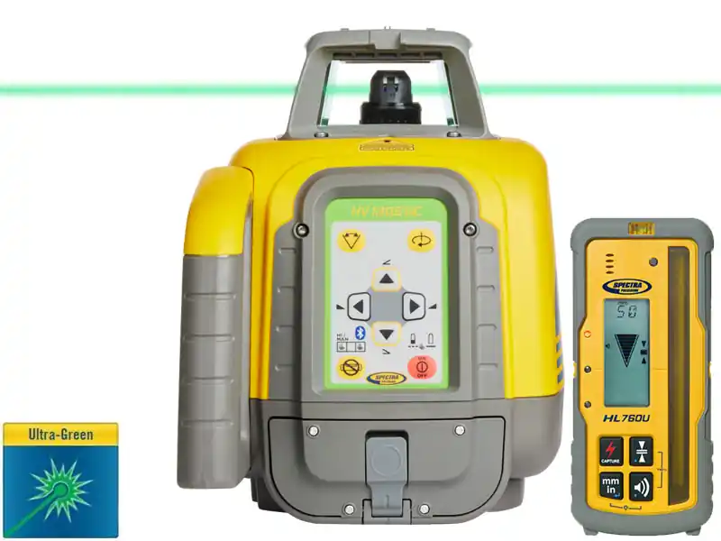 Spectra Physics 603421 HV1305GC Laser de chantier vert horizontal/vertical + récepteur HL760U