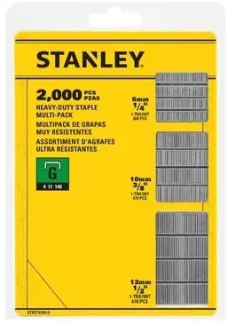 Stanley STHT74749-0 Agrafes mixtes 6, 10 et 12 mm Type G - 2000 pièces