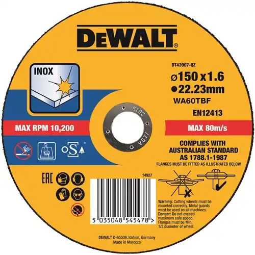 DeWalt Accessoires DT43907-QZ Disque à tronçonner INOX 150 x 1,6 x 22,2 mm