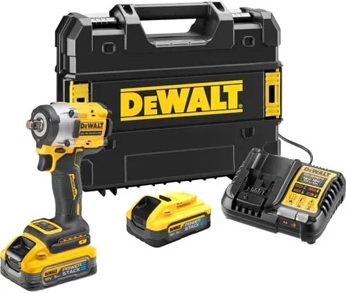 DeWalt DCF921P2LRT-QW Batterie Brushless Impact Wrench Powerstack 18V XR 2x 5.0 Ah et chargeur dans la valise