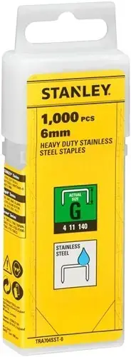 Stanley TRA704SST-0 Agrafes en acier inoxydable 6mm Type G - 1000 pièces