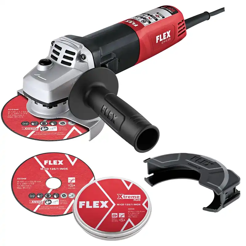 Flex-tools 534513 LE 9-11 125 Meuleuse d‘angle 125 mm 900W + 20 disques à découper acier inoxydable/acier