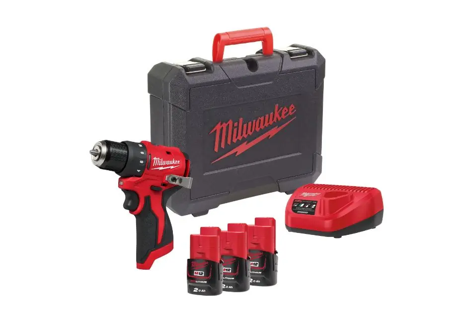 Milwaukee 4933499685 M12 BLDDRC-203C Perceuse-visseuse compacte 12V 3 x 2.0Ah Li-Ion