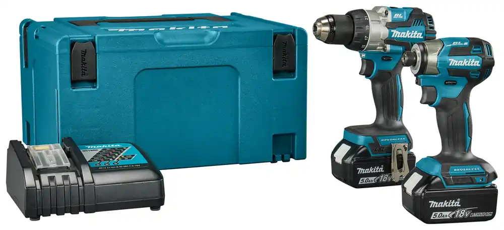 Makita DLX2527TJ Kit combiné - Perceuse-visseuse sans fil DDF489 + visseuse à percussion sans fil DTD173 18 V, batterie Li-Ion 5,0 Ah, dans un coffret Mbox