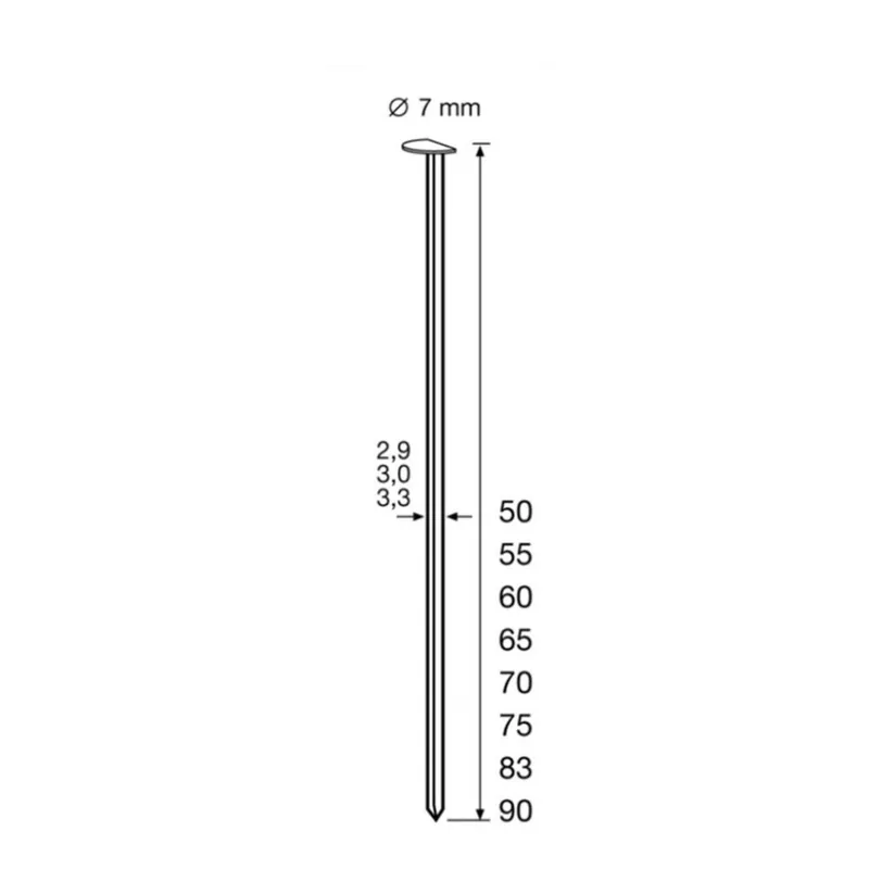 DutackFasteners 5150039 Clou en bande 2.8x60 acier inoxydable 34º 5000ST