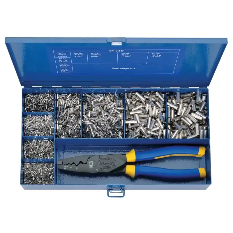 Klauke 900074551 SK32B Boîte d‘assortiment en acier avec embouts et pince à sertir