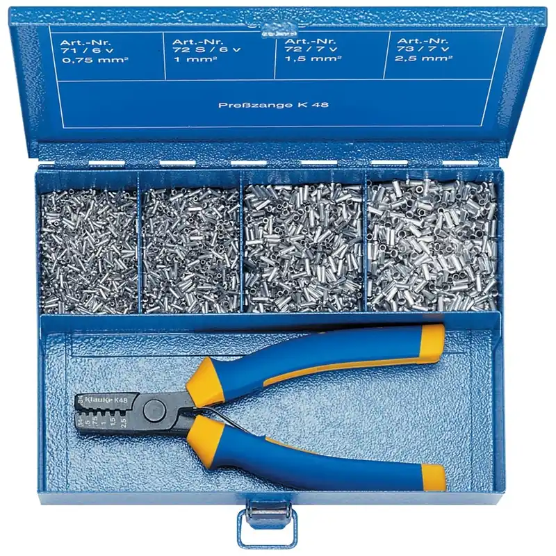 Klauke 900074513 SK30B Boîte d‘assortiment en acier avec embouts et pince à sertir