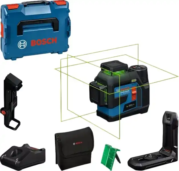 Bosch Bleu 0601065401 GLL 12V-100-33 CG Line laser set 1x 2.0 Ah et chargeur rapide GAL 12V-40 en L-BOXX