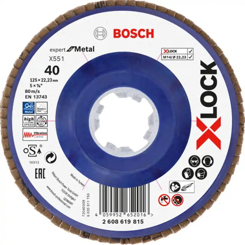 Bosch Bleu Accessoires 2608619815 X-LOCK Disque à lamelles X551 125mm G40 plastique droit