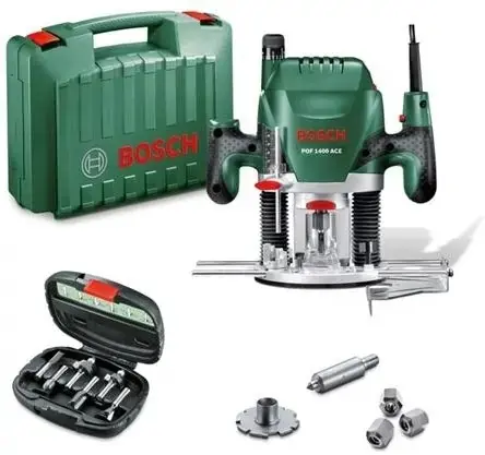 Bosch Vert 060326C801 POF 1400 ACE Router Ensemble de toupies 6 pièces dans un coffret