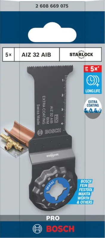 Bosch Bleu Accessoires 2608669075 PRO Starlock AIZ 32 AIB Lame de scie égoïne BIM Métal 32 x 50 5x