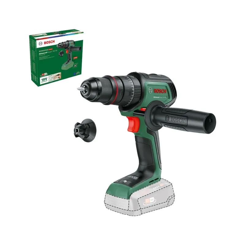 Bosch Vert 06039E2100 Perceuse sans fil AdvancedImpact 18V-80 QuickSnap hors batteries et chargeur