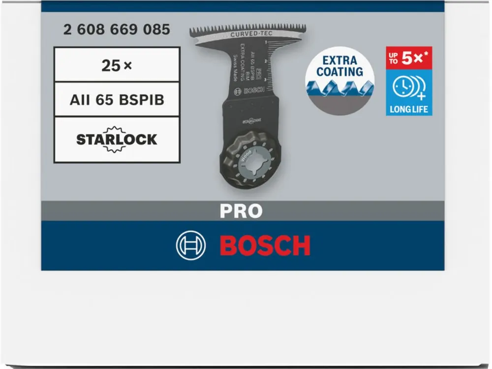 Bosch Bleu Accessoires 2608669085 PRO Starlock AII 65 BSPIB Lame de scie amovible Bois dur Curved-Tec 65 x 40 Bulk