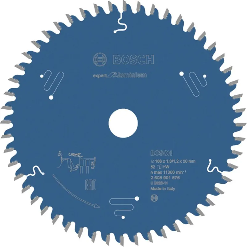 Bosch Bleu Accessoires 2608901876 Lame de scie circulaire Expert pour Aluminium 168x20x1.8/1.2x52T