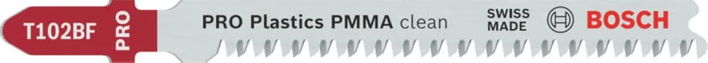 Bosch Bleu Accessoires 2608655102 PRO Plastics PMMA clean T102BF lame de scie sauteuse, 92 mm, 2 pièces