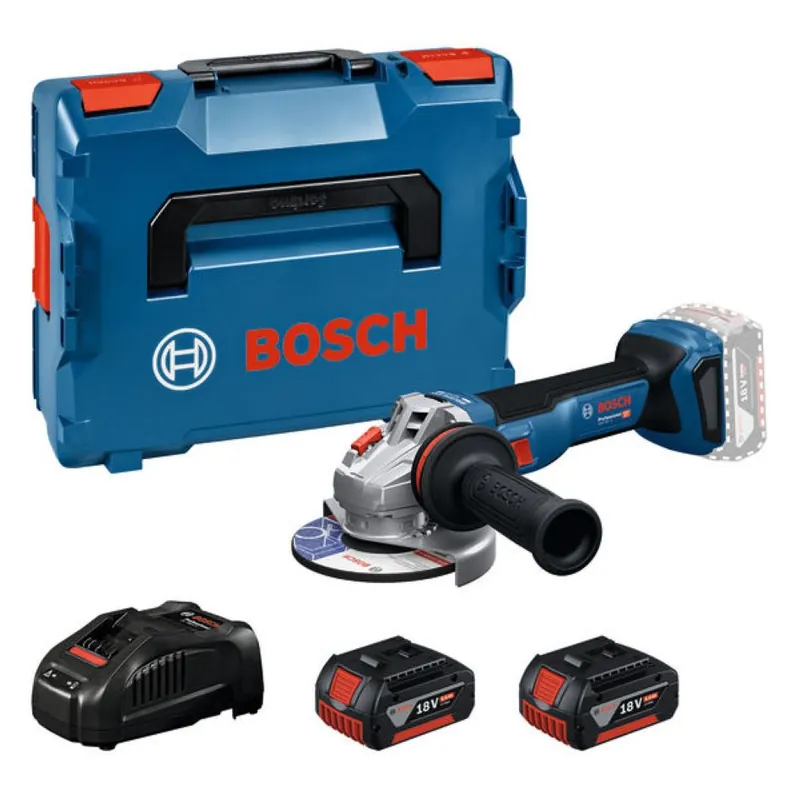 Bosch Bleu 06019N4103 GWS 18V-11 Accu meuleuse d‘angle 125mm 2x 18V 5,0 Ah et chargeur GAL 1880 CV en L-BOXX