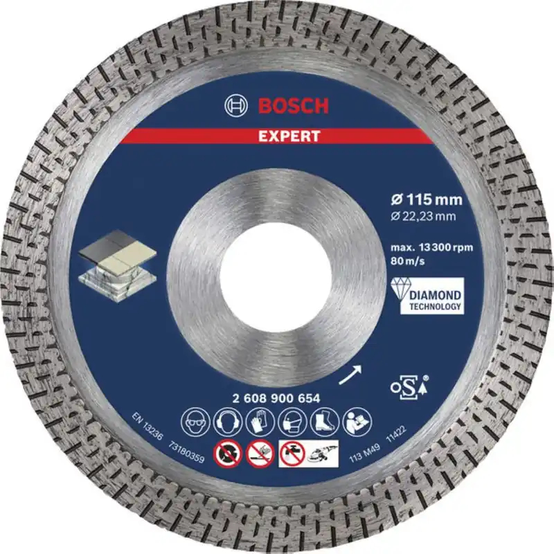 Bosch Bleu Accessoires 2608900654 EXPERT Disque de coupe diamanté en céramique dure 115 x 22,23 x 1,4 x 10 mm