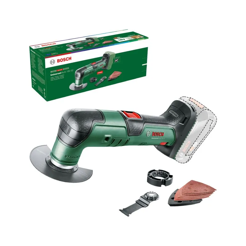 Bosch Vert 0603105000 UniversalMulti 18V-32 set multitool sans fil excl. batteries et chargeur dans la boîte