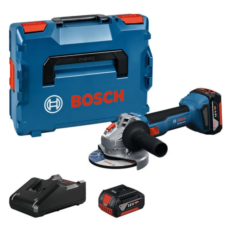 Bosch Bleu 06019N9002 GWS 18V-8 Accu meuleuse d‘angle 125mm 2x 4.0 Ah et chargeur GAL 18V-40 en L-BOXX