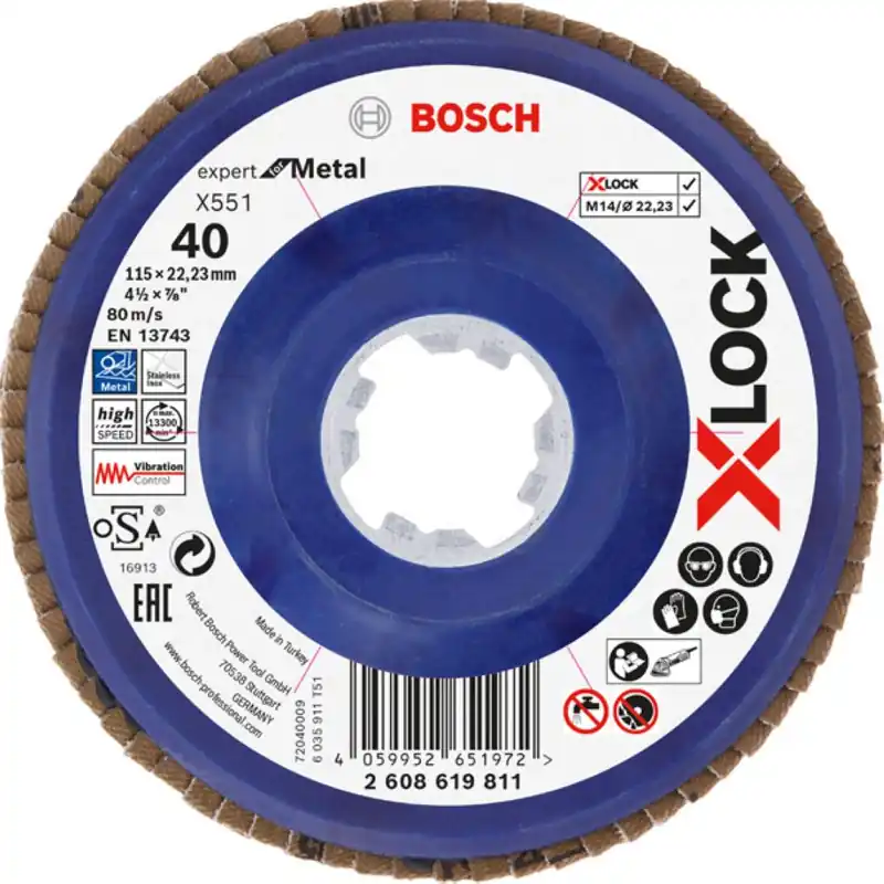 Bosch Bleu Accessoires 2608619811 X-LOCK Disque à lamelles X551 115mm G40 plastique droit