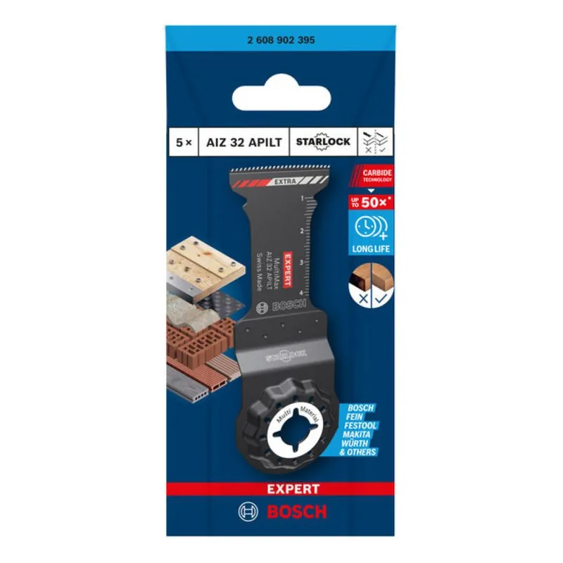 Bosch Bleu Accessoires 2608902395 EXPERT Starlock CoatedCarbide lame de scie à métaux AIZ 32 APILT Carbide, Multimatériau, Curved-Tec 32 x 46 mm 5