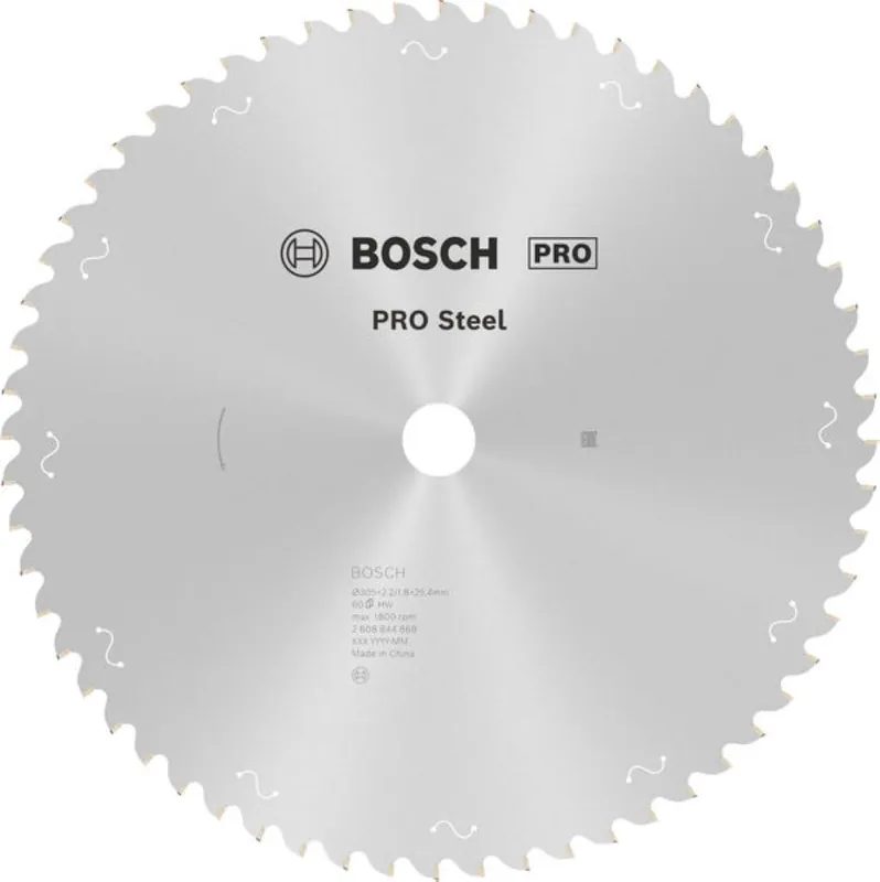Bosch Bleu Accessoires 2608844868 Lame de scie circulaire PRO Steel pour machines à fil, 305 x 2.2 x 25.4 mm, T60