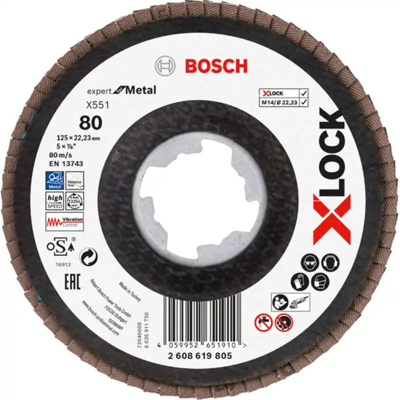 Bosch Bleu Accessoires 2608619805 X-LOCK Disque à lamelles X551 125mm G80 Fibre oblique