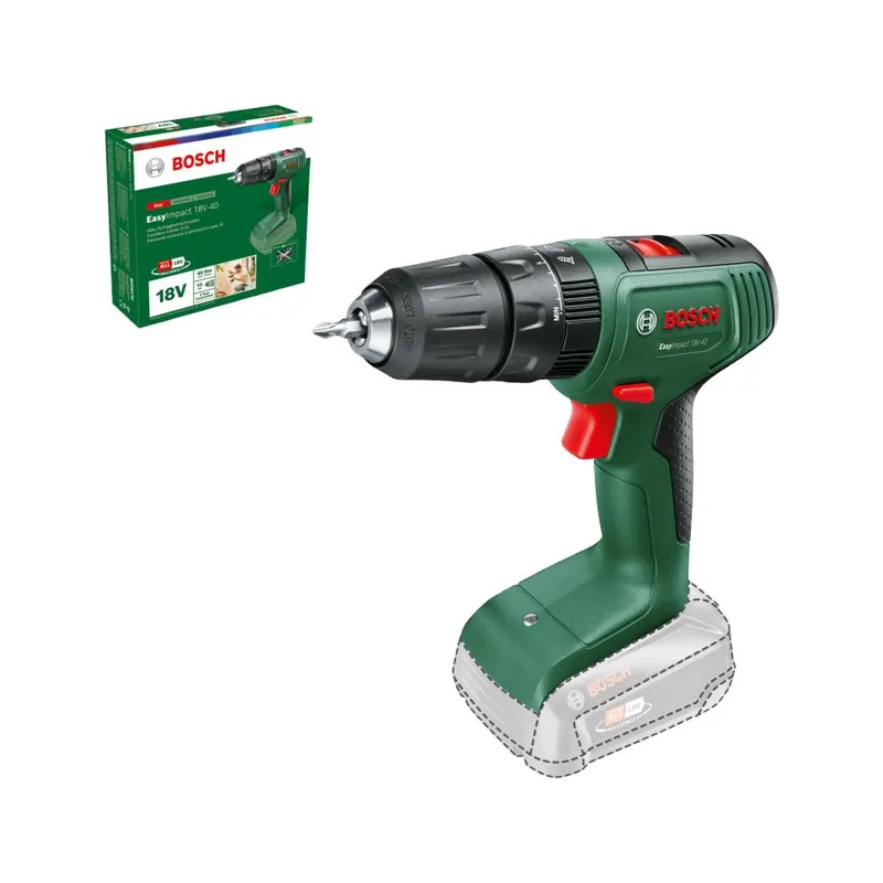 Bosch Vert 06039D8100 EasyImpact 18V-40 Perceuse-visseuse sans fil sans les batteries et le chargeur dans la boîte