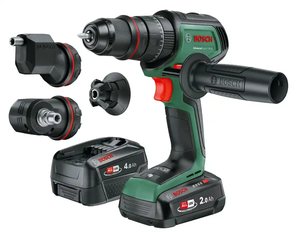 Bosch Vert 06039E2104 Perceuse sans fil AdvancedImpact 18V-80 QuickSnap 2x 2.5 Ah et chargeur AL 18V-44