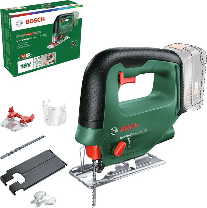 Bosch Vert 0603011100 Scie sauteuse sans fil UniversalSaw 18V-100 excl. batteries et chargeur en boîte