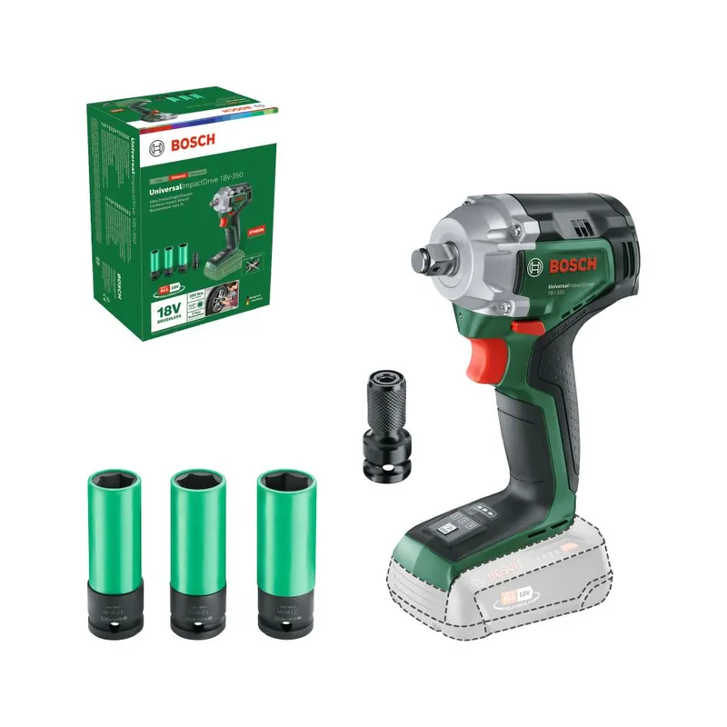 Bosch Vert 0603980305 Jeu d‘écrous sans fil UniversalImpactDrive 18V-350 sans batteries et chargeur en boîte