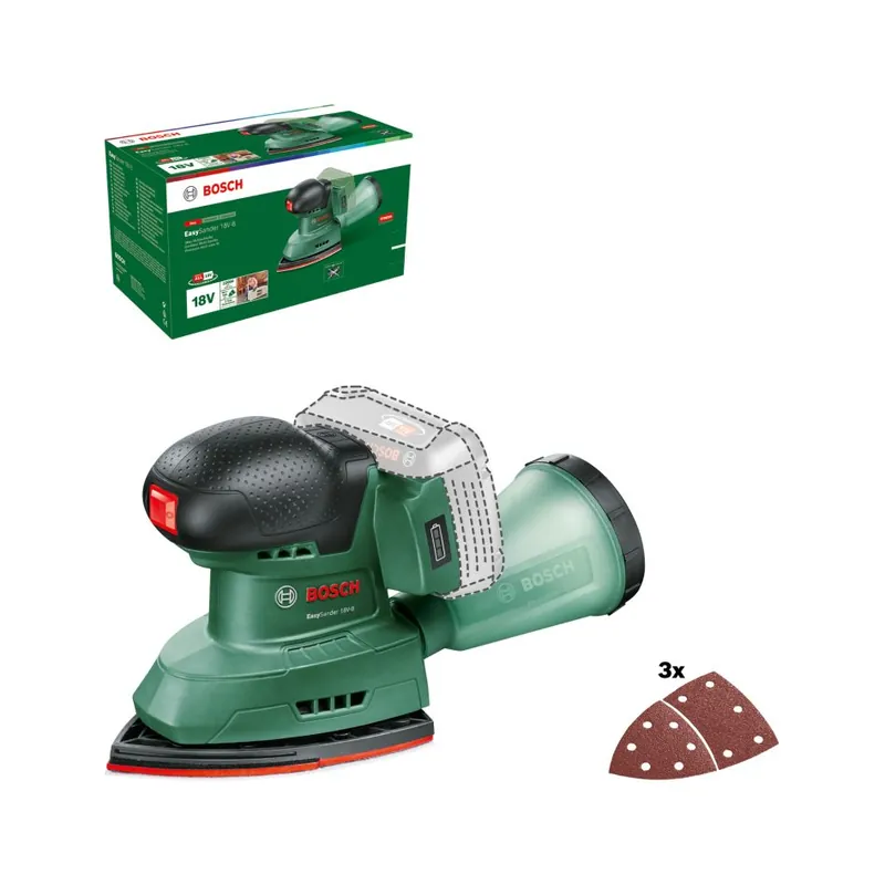 Bosch Vert 06033E3000 Ponceuse multifonction sans fil EasySander 18V-8 sans batteries et chargeur dans la boîte