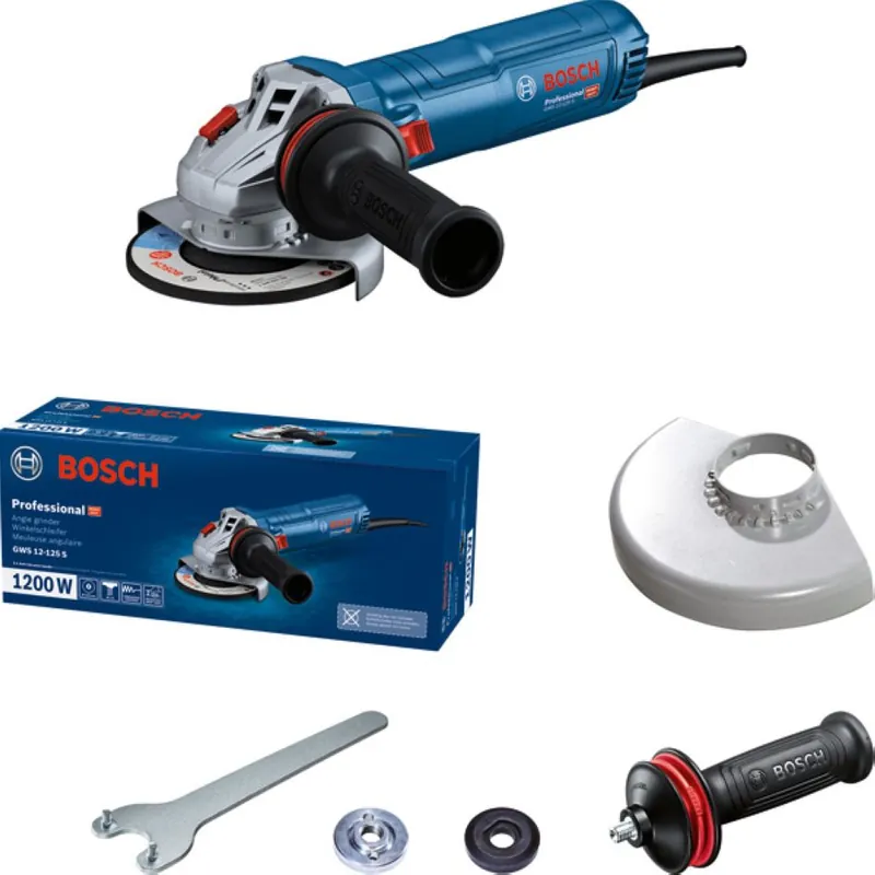 Bosch Bleu 06013A6020 GWS 12-125 S Meuleuse d‘angle en boîte avec couvercle de protection
