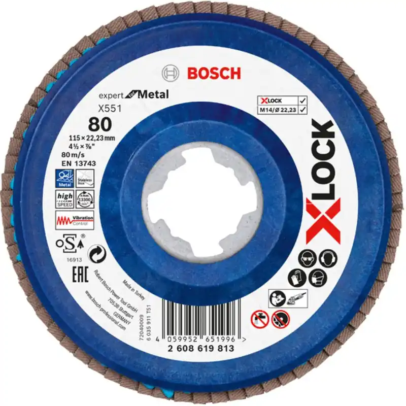 Bosch Bleu Accessoires 2608619813 X-LOCK Disque à lamelles X551 115mm G80 plastique droit