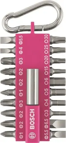 Bosch Vert Accessoires 2607002821 Jeu d‘embouts de vissage 21 pièces fuchsia