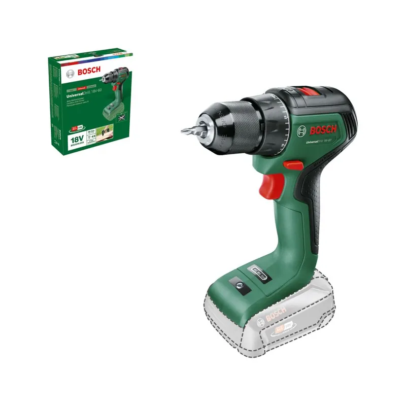 Bosch Vert 06039D7000 Perceuse sans fil UniversalDrill 18V-60 sans les batteries et le chargeur dans la boîte