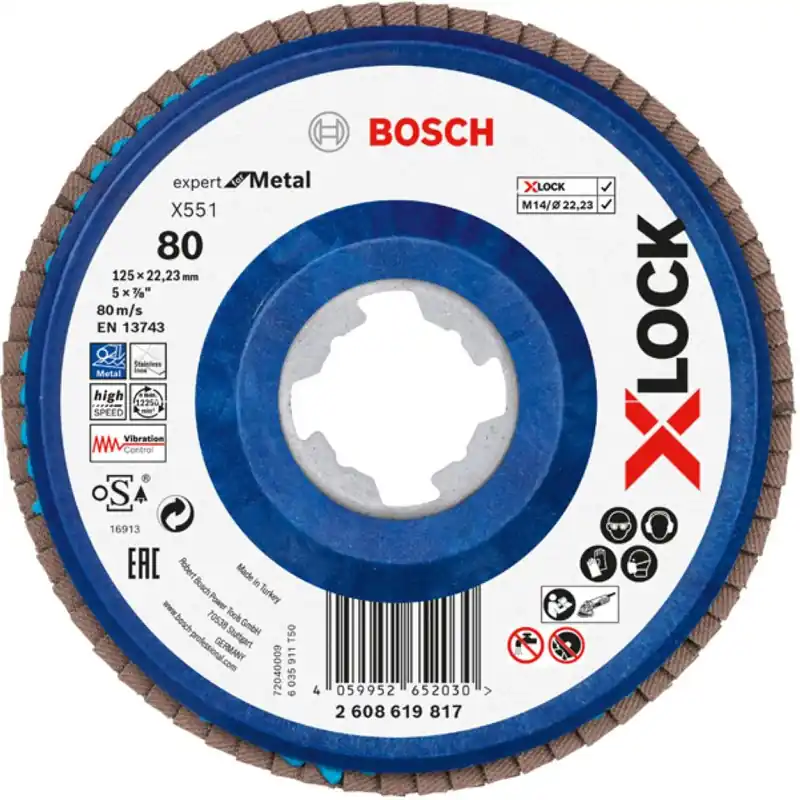 Bosch Bleu Accessoires 2608619817 X-LOCK Disque à lamelles X551 125mm G80 plastique droit