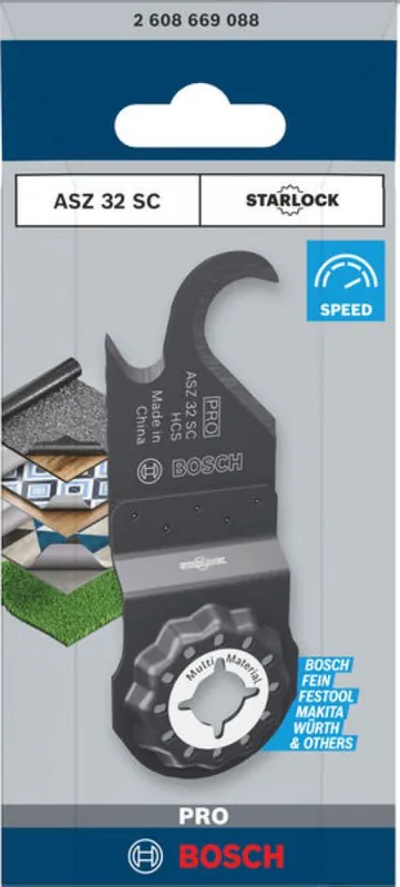 Bosch Bleu Accessoires 2608669088 PRO Starlock ASZ 32 SC Lame de couteau à tapis HCS Multi Material 24 x 11