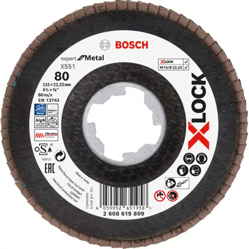 Bosch Bleu Accessoires 2608619809 X-LOCK Disque à lamelles X551 115mm G80 Fibre oblique