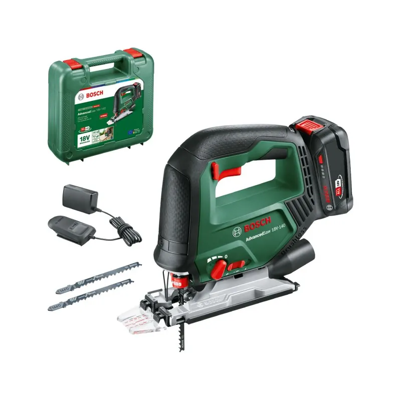 Bosch Vert 0603013003 AdvancedSaw 18V-140 scie sauteuse sans fil 1x 2.0 Ah et chargeur AL 18V-20