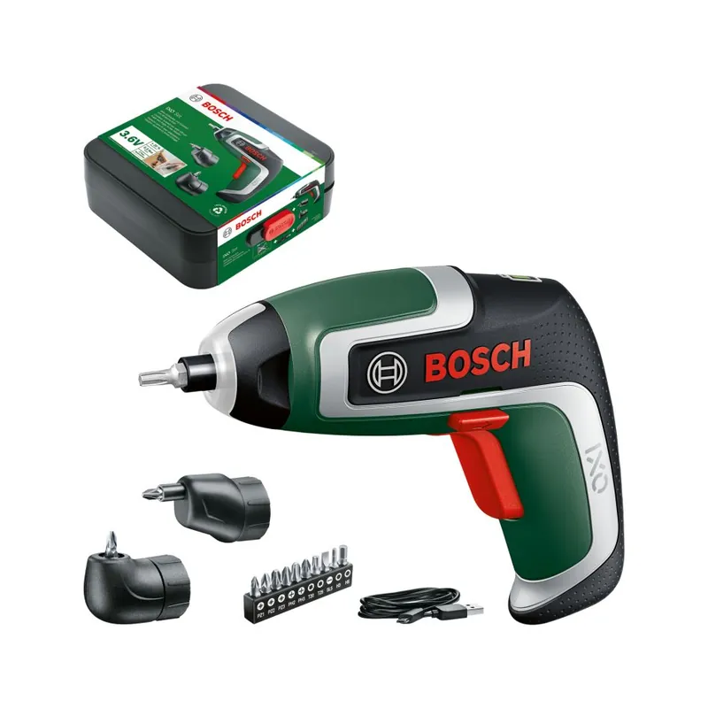 Bosch Vert 06039E0001 IXO 7 Set de tournevis sans fil 3.6V 2.0 Ah et câble de chargement Micro-USB dans la boîte