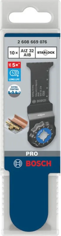 Bosch Bleu Accessoires 2608669076 PRO Starlock AIZ 32 AIB Lame de scie égoïne BIM Métal 32 x 50 10x