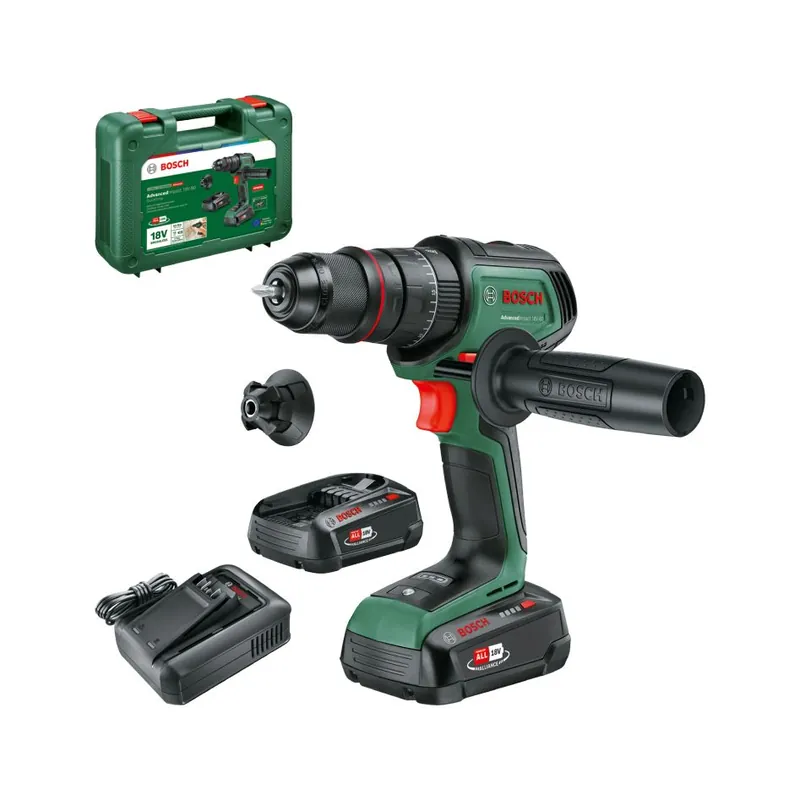 Bosch Vert 06039E2102 Perceuse sans fil AdvancedImpact 18V-80 QuickSnap 2x 2.5 Ah et chargeur AL 18V-44