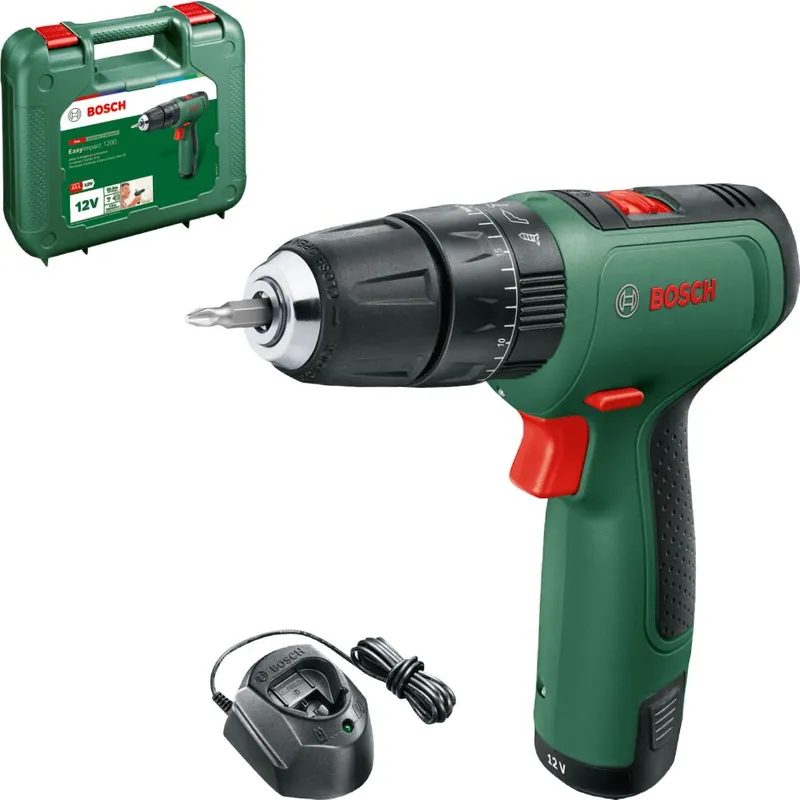 Bosch Vert 06039D3104 EasyImpact 1200 Tournevis sans fil 1x 1,5 Ah et chargeur en mallette