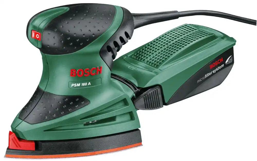 Bosch Vert 0603377000 PSM 160 A Multibander + feuilles abrasives 3x K80/K120/K180
