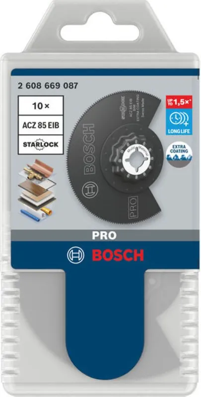 Bosch Bleu Accessoires 2608669087 PRO Starlock ACZ 85 EIB Lame de scie à segment BIM Bois+Métal 85 10x